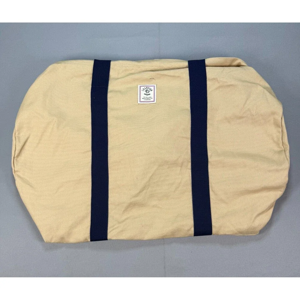 NWT Champion Canvas Duffel Bag Men's Large Tan Embroidered Logo Outdoor Gym